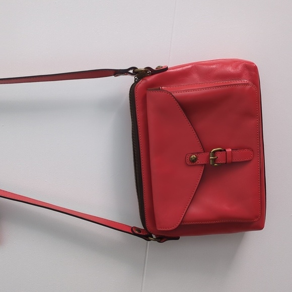 Patricia Nash Avellino leather cross body red orange bag adjustable strap medium - Picture 3 of 7
